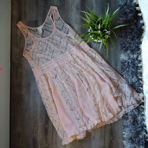 Pink lace baby doll dress